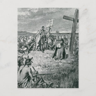 Carte Postale Jacques Cartier Mise en place d'une croix en Gaspe