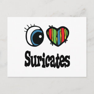 Carte Postale J'adore (Cœur) Suricates