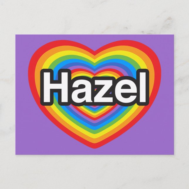 Carte Postale J'adore Hazel. Je t'aime Hazel. Cœur (Devant)
