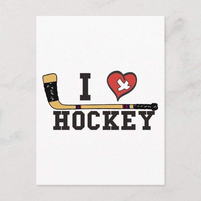 Carte Postale J'adore le hockey (Devant)