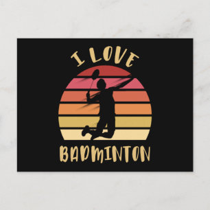 Carte Postale J'adore le smash sauté de badminton