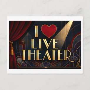 Carte Postale "J'adore le théâtre en direct"