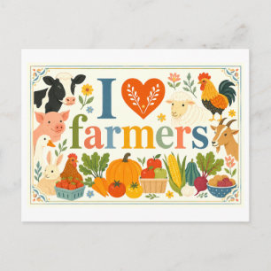 Carte Postale "J'adore les agriculteurs"