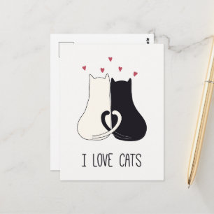 Carte Postale J'adore les chats Deux chats amoureux
