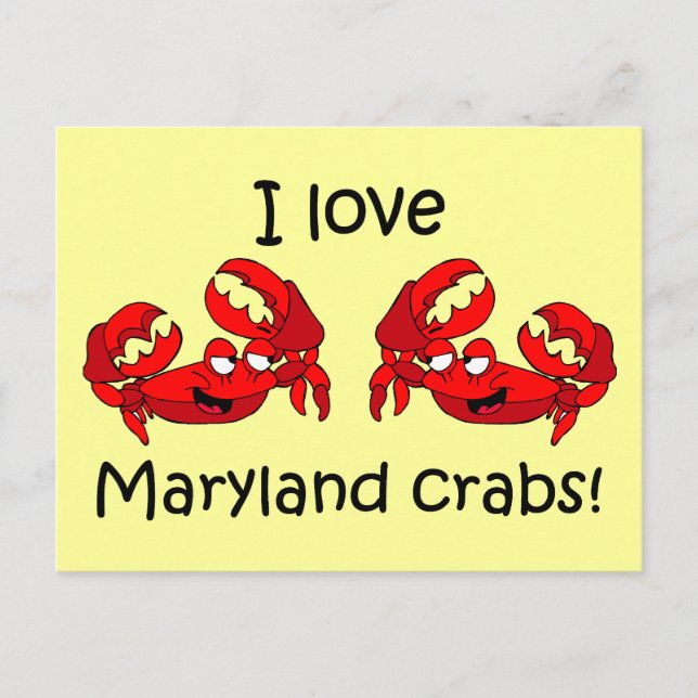 Carte Postale J'adore les crabes des maryland ! (Devant)