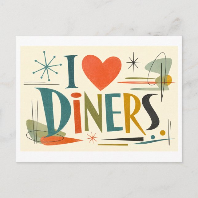 Carte Postale "J'adore les diners" (Devant)