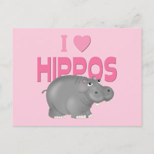 Carte Postale J'adore les hippopotames