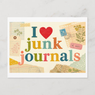 Carte Postale "J'adore les junk journals"
