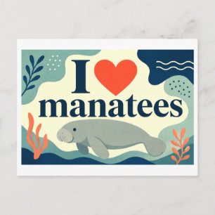 Carte Postale "J'adore les lamantins"