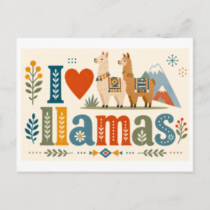 Carte Postale "J'adore les lamas"