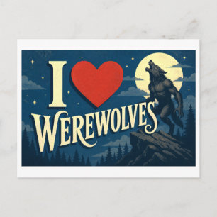 Carte Postale "J'adore les loups-garous"