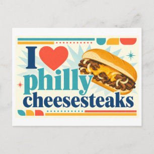 Carte Postale "J'adore les Philly Cheesesteaks"