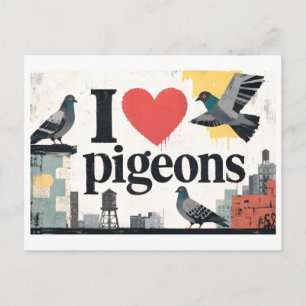 Carte Postale "J'adore les pigeons"