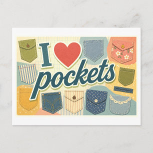 Carte Postale "J'adore les poches"