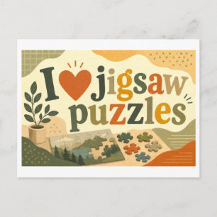 Carte Postale "J'adore les puzzles"