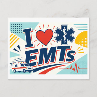 Carte Postale "J'adore les techniciens d'urgence médicale"