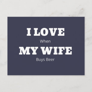 Carte Postale J'ADORE Ma FEMME Drôle Amour Bière Plaisanterie