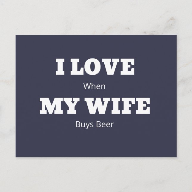 Carte Postale J'ADORE Ma FEMME Drôle Amoureux de la bière (Devant)