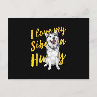 Carte Postale J'adore mon husky sibérien | Cadeau pour amoureux