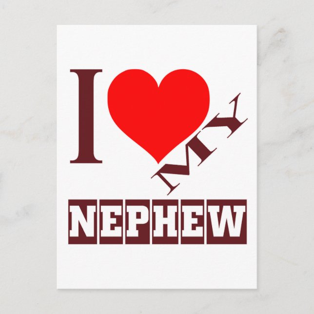 Carte Postale j'adore mon Nephew. (Devant)