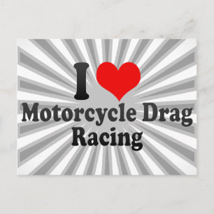 Carte Postale J'adore Motorcycle Drag Racing