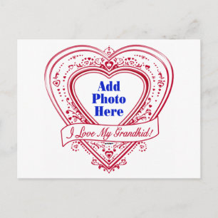 Carte Postale J'adore My Grandkid ! Photo Red Hearts