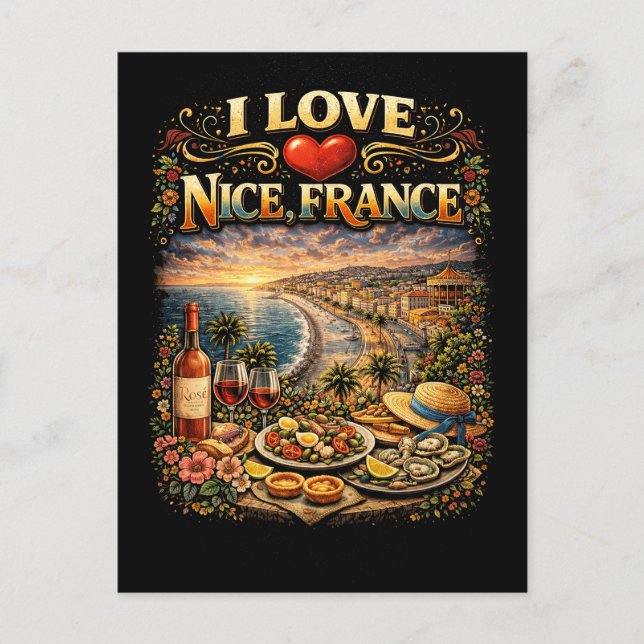 Carte Postale J'adore Nice (Devant)