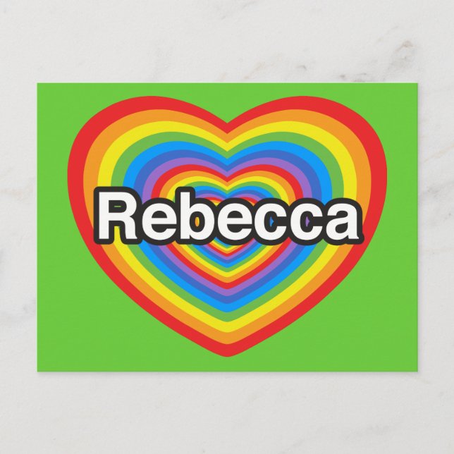 Carte Postale J'adore Rebecca. Je t'aime Rebecca. Cœur (Devant)