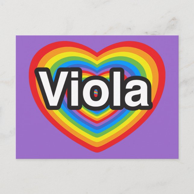Carte Postale J'adore Viola. Je t'aime Viola. Cœur (Devant)