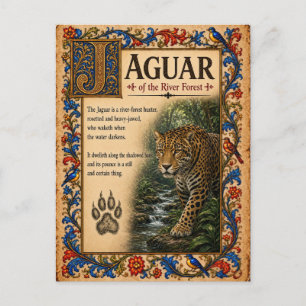 Carte Postale Jaguar, Art du Bestiaire Médiéval