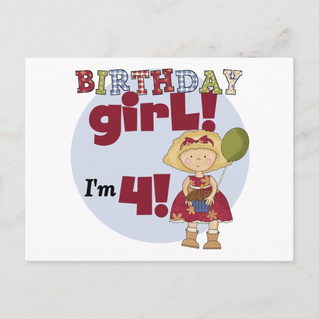 Carte Postale J'ai 4 T-shirts et cadeaux pour filles d'anniversa (Devant)