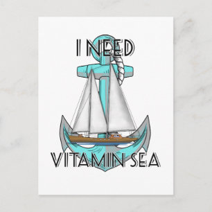 Carte Postale J'Ai Besoin De Vitamine Mer Voilier Nautique