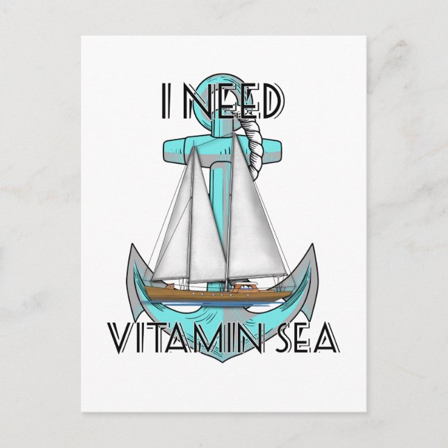 Carte Postale J'Ai Besoin De Vitamine Mer Voilier Nautique (Devant)