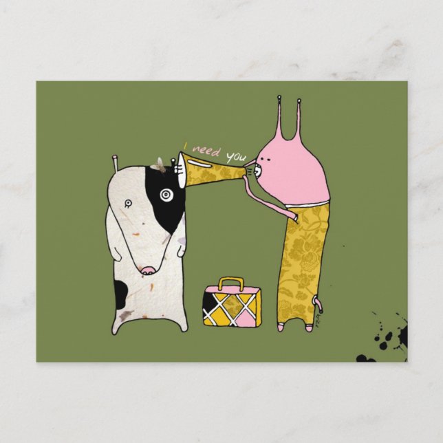 Carte Postale J'ai besoin de You Postcard par Krize (Devant)