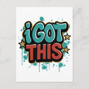 Carte Postale J'AI ÇA Typographie Motivationnelle de Style Graff