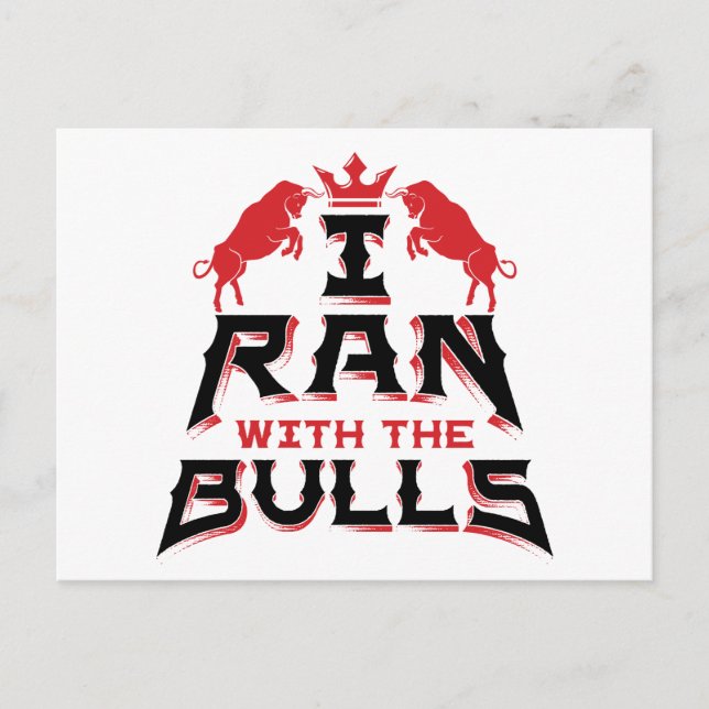 Carte Postale J'ai couru avec les Bulls Pamplona Courir des Bull (Devant)