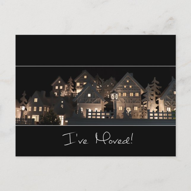 Carte Postale J'ai déménagé des maisons de Noël éclairées (Devant)