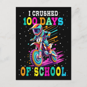 Carte Postale J'ai écrasé 100 jours d'école Motocross