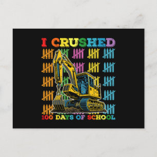 Carte Postale J'Ai Écrasé 100 Jours D'Excavateur Scolaire