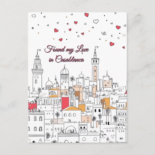Carte Postale J'ai trouvé mon amour à Casablanca Saint Valentin (Devant)