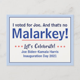 Carte Postale J'ai voté pour Joe C'est pas Malarkey Pro-Biden