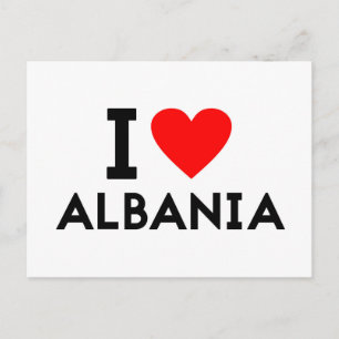 Carte Postale j'aime Albanie pays nation symbole du coeur