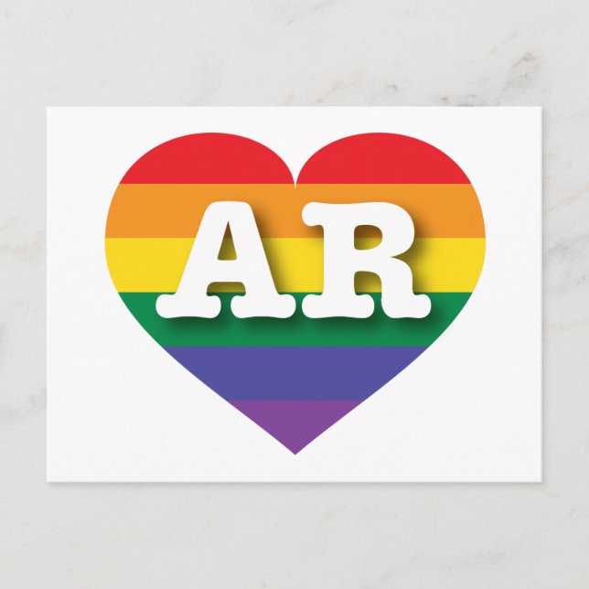 Carte Postale J'aime Arkansas Cœur Arc-en-ciel (Devant)