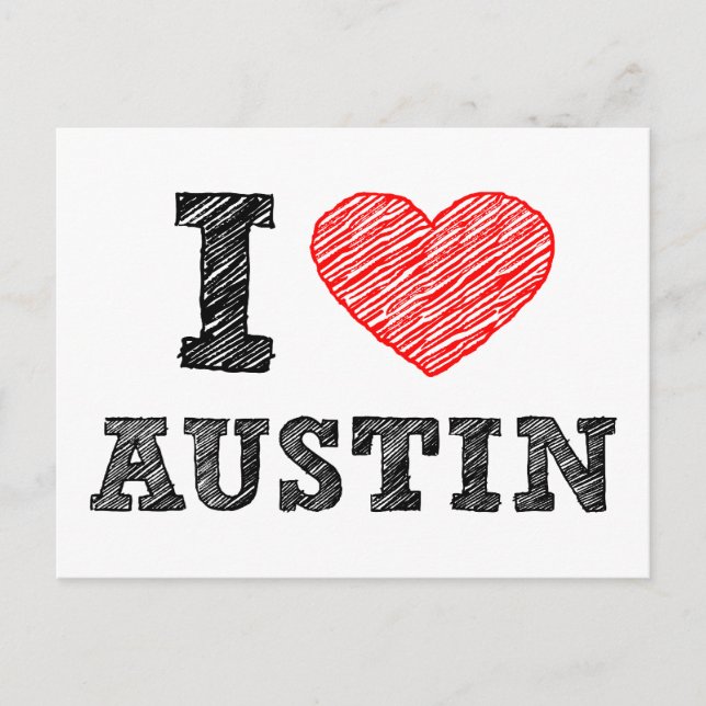 Carte Postale J'aime Austin (Devant)