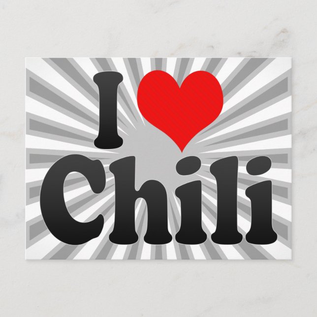Carte Postale J'aime Chili (Devant)