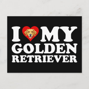 Carte Postale J'aime (Cœur) Mon Golden Retriever