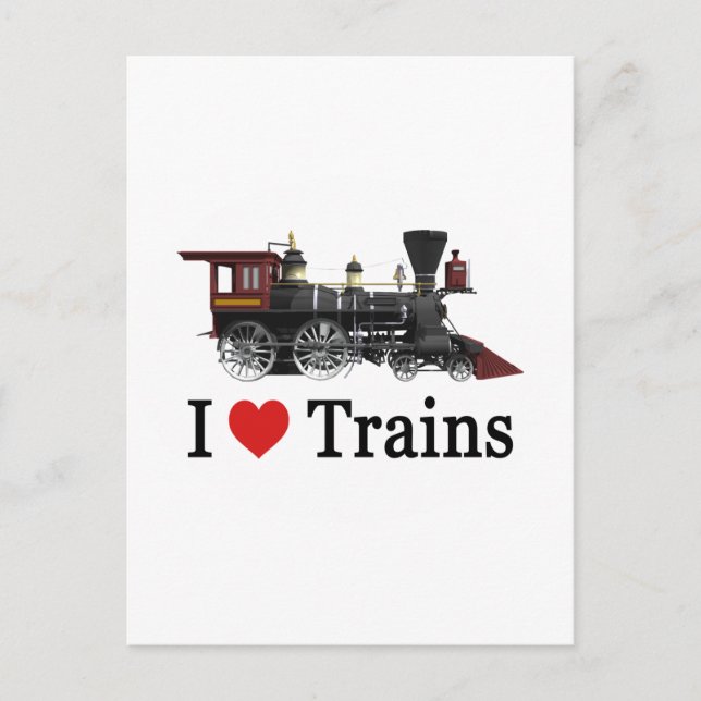 Carte Postale J'aime des trains (Devant)