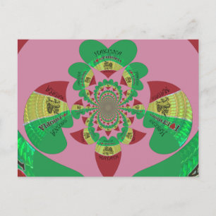 Carte Postale J'aime Éthiopie Lovely Hearts Flag Couleurs nation