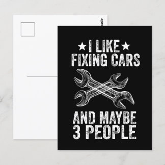 Carte Postale J'Aime Fixer Des Voitures Et Peut-Être 3 Personnes
