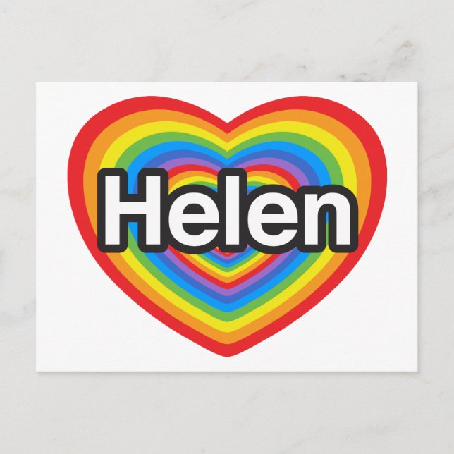 Carte Postale J'aime Helen. Je t'aime Helen. Cœur (Devant)